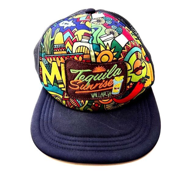 Tequila sunrive trucker hat Banana Bay mexican Hat black vacation Mexico - Picture 1 of 6